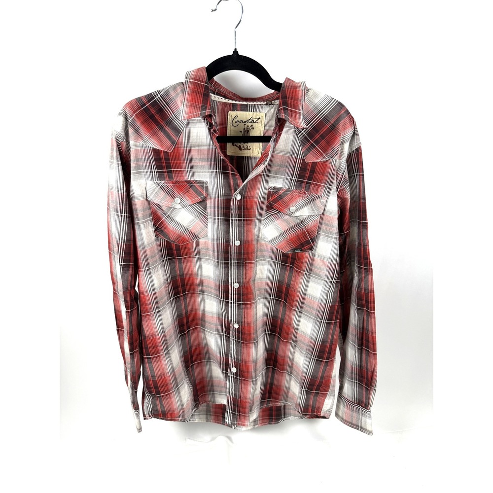 Coastal Western Plaid Snap Button Shirt L
